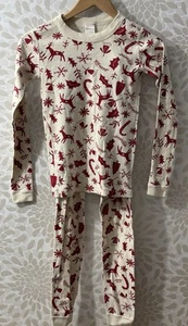 Hanna Andersson 2 Piece Pajamas Unisex Organic Cotton 150 Sz 12 Red Ivory Nordic - Picture 1 of 9