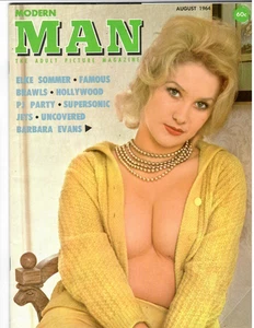 Vintage MODERN MAN Magazine Aug. 1964 Barbara Evans, Elke Sommer, Judy Treadway - Imagen 1 de 3