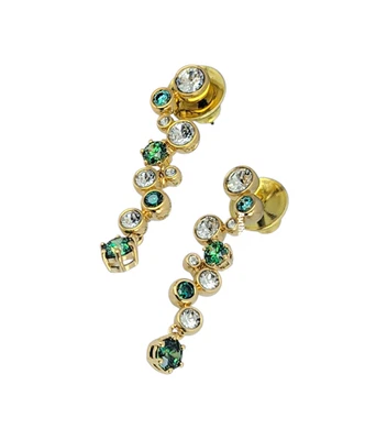 全新 100% 正品 SWAROVSKI 金色 绿色 白色 水晶 耳坠 5732248 — 第 1/4 张图片