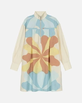 Vestido Marimekko Floral Manga Larga Cremallera Frontal Talla 46 Bolsillos Foto 1 de 4