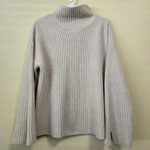FAHERTY Bedford Sweater Merino Wool Pullover Mock Neck Textured Knit Cream Small - Picture 1 of 13