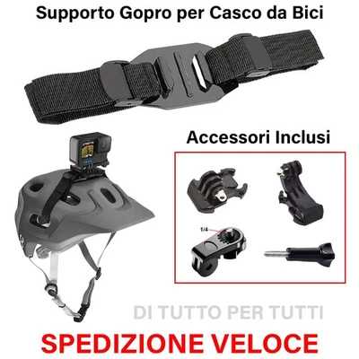 Supporto Casco Bicicletta per GoPro Cinghia Hero SJCAM DJI Fascia Fotocamera Spo - Immagine 1 di 4