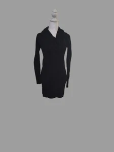 Vestido Suéter Pintura Roja Capucha Cuello Manga Larga Negro Talla M Bodycon Grunge - Imagen 1 de 9
