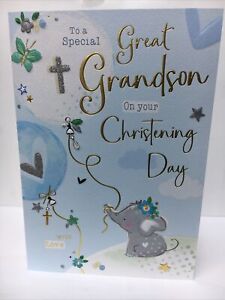 Great Grandson Christening Greeting Card