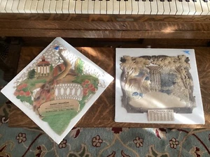Pair Early Antique Calendar German Die-Cut Vintage Old 3D Peacock Old - Picture 1 of 14
