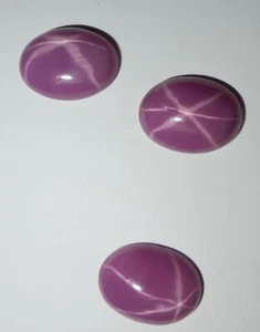 Opaque Star Ruby Oval 15x12 mm Cabochon 6 Rayed Lab-created Stone 3 pieces Lot - Picture 1 of 10