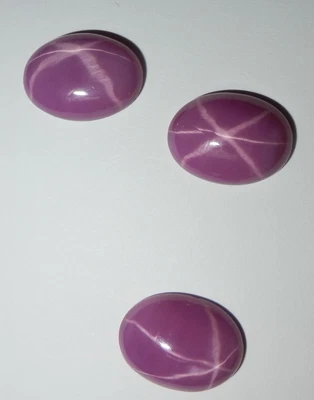 Opaque Star Ruby Oval 15x12 mm Cabochon 6 Rayed Lab-created Stone 3 pieces Lot - Image 1 of 4