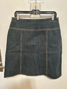 DKNY Jeans 90’s Vintage Denim Knee Length Paneled A-Line Skirt, Sz 8 - Picture 1 of 10
