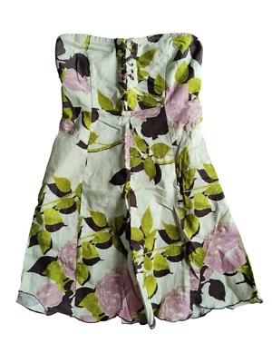 Vestido floral azul kimchi para mujer con bolsillos laterales lino y algodón talla pequeña Foto 1 de 4