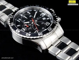 Invicta PILOT 45mm Edelstahl schwarzes Zifferblatt Chronograph Tachymeter Herrenuhr - Bild 1 von 10
