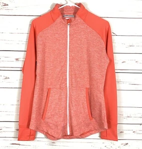 Women’s FOOTJOY Coral Orange Full Zip Jacket Raglan Sleeve Med Active Athletic - Picture 1 of 9