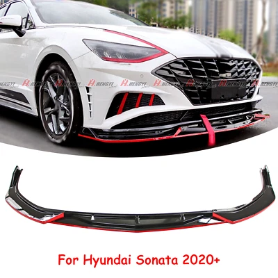 SE ADAPTA A HYUNDAI SONATA 2020+ ROJO NEGRO ESTILO V 3 PIEZAS PARACHOQUES DELANTERO DIVISOR DE LABIOS Foto 1 de 4