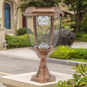 Solar Power LED Hanging Lantern Light Metal Garden Yard Decor Lamp Pole Light US - Picture 1 of 11