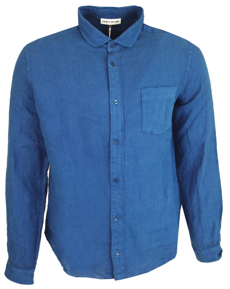 Chemise lin homme Harris Wilson manches longues poche bleu Daniel regular fit - Photo 1/4