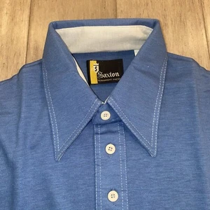 NOS Vtg 60s 70s Saxton Shirt Dagger Collar MCM Disco NEW Mens MEDIUM Long Tall - Picture 1 of 12