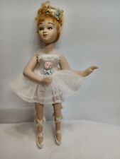 Vintage porcelain ballerina movable joints doll toy blonde hair 8 inches