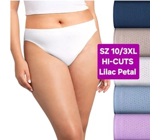 SZ 10 Fruit of the Loom SIGNATURE HI-CUTS BREATHABLE 5Pk Lilac Petal+Gift - Picture 1 of 6