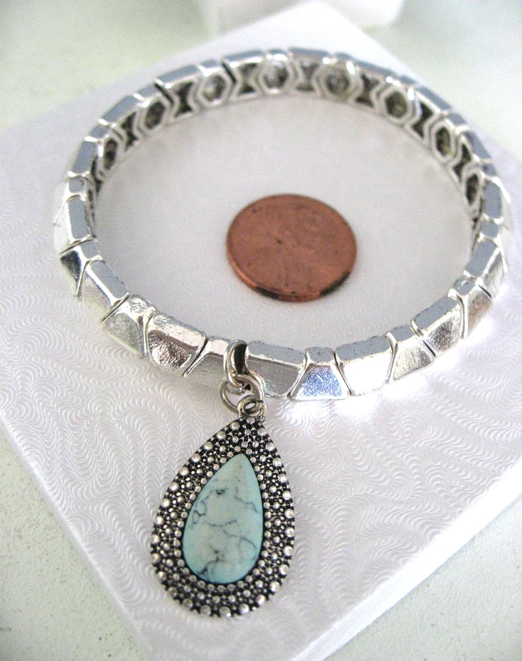 Pulsera Samantha Wills Badort Lágrima Azul Pálido en Plata Boho Playa Vibraciones Nueva Foto 1 de 4