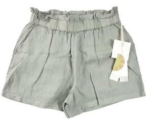 Pantalones Cortos C&C California Mujer S Pull-On Bolsa de Papel Cintura Bolsillo Lavable Lino Gris - Imagen 1 de 5