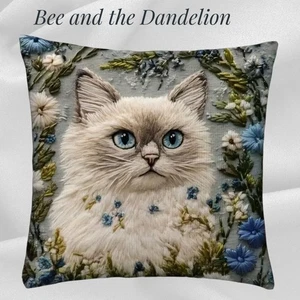 White Ragdoll  Cat  Cushion Cover 45cm x 45cms ~ 2D PRINTED,  NOT EMBROIDERED - Picture 1 of 6