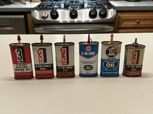 Vintage 3-In-1 Oil Can Lot Of 6 Different - 3 Oz. Handy Oiler Size - Nice Shape - Picture 1 of 9