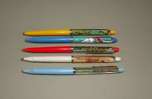 5 Vintage old assorted floaty pens pen - Malta, Austria,Paris,Hungary,Sofia - Picture 1 of 7