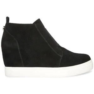 Steve Madden Wedge Heel Sneaker Shoes Size Zipper - BLACK - Picture 1 of 8