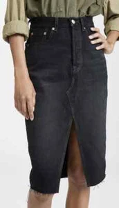 Levis Deconstructed Pencil Skirt - Black - Size W28 - BNWT - Picture 1 of 5