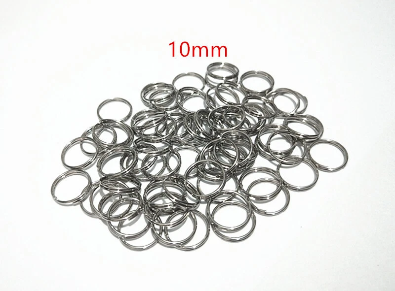 50pz anellini in acciaio inox doppio giro colore argento scuro 10mm ,bijoux - Immagine 1 di 1