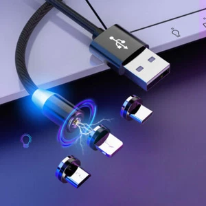 Câble de données magnétique adapté à la recharge de voiture trois-en-un Android Apple type c - Photo 1 sur 3