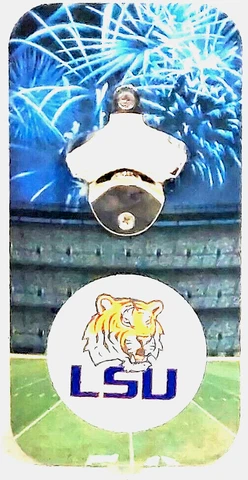 LSU Tigers Magnetic Bottle Opener (Clink and Drink) Wall Mounted New Cover