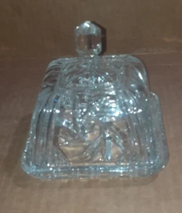 Butter / Cheese Dish Lead Crystal Pinwheel Diamond Cut Square - Picture 1 of 8