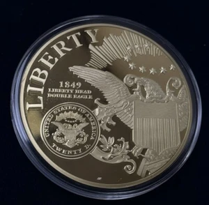 1849 Classic Liberty Head Eagle Gold Plated 70 mm - Picture 1 of 6