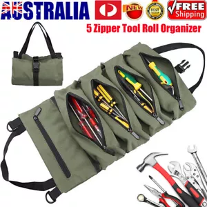 Tool Roll Organizer Tool Roll Up Canvas Bag Tool Large Wrench Super Big Pouch AU - Picture 1 of 11
