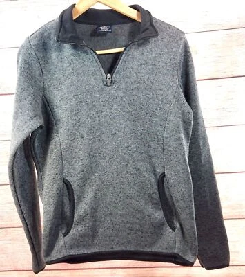 Suéter suéter polar Charles River para mujer con cremallera en cuarto talla pequeña gris/negro Foto 1 de 4