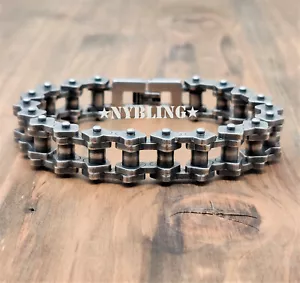 Pulsera cuadrada de acero inoxidable gris de metal para motociclista/motocicleta de colección - Imagen 1 de 10
