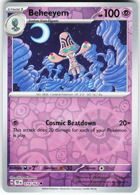 Beheeyem 074/162 Pokemon SV05: Temporal Forces Reverse Holo Uncommon NM - Image 1 of 2