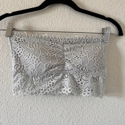 Top Bralette Tubo Encaje Gris Para Mujer Mediano Elástico Acolchado Festival Fiesta Boho Foto 1 de 4