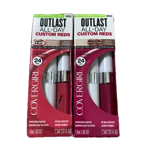 2 X Covergirl Outlast All Day Lip Color #800 #850 Reds Light Medium 24 Hrs New - Picture 1 of 3