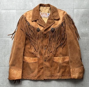 Schott Vintage US-Made Fringed Leather Jacket size 42 Used - Picture 1 of 9