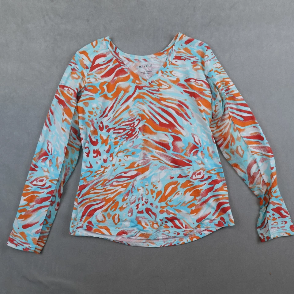 Camisa IBKUL Mujer Mediana Floral ICIKULS Cuello en V Malla Borde Icefil Golf Top Foto 1 de 4