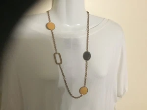 VINTAGE SIGNED DAISY FUENTES GOLD TONE NECKLACE CABOCHON FALL COLORS - Bild 1 von 6
