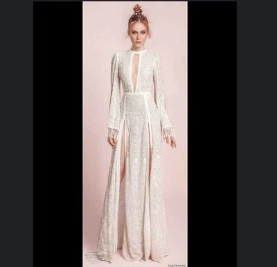 Женское свадебное платье макси Nasty Gal Vegas с вышивкой размер 6 с длинными рукавами - Изображение 1 из 4