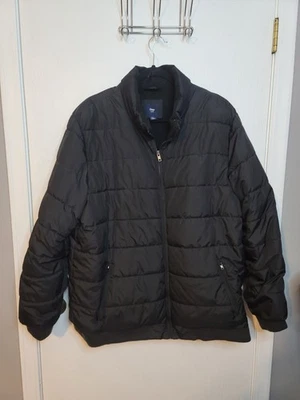 Gap Men's Coat Size XXL Black Nylon with Polyester Puffer Jacket Fleece Interior - Изображение 1 из 4