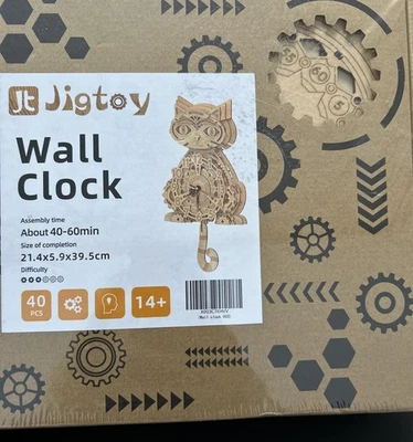 Nova caixa fechada Jigtoy quebra-cabeça de madeira relógio de mesa gato 40 peças 40-60 minutos - Imagem 1 de 4