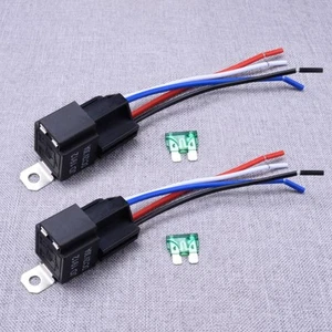 Car 2x 4 Pin Pre-wired Relay Socket Base Wire Fuse Kit Universal - Picture 1 of 4