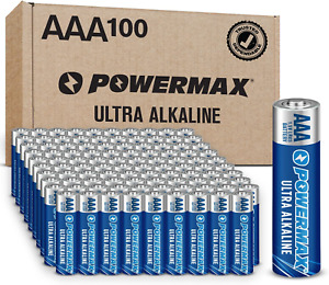 Powermax 100-Count AAA Batteries, Ultra Long Lasting Alkaline Battery, 10-Year