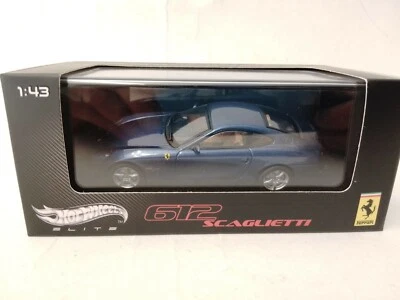 Hot Wheels Elite Ferrari 612 Scaglietti metallic blue 1/43 V8376 - Immagine 1 di 2