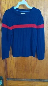 Arizona Boys Size 5/6 M Blue Sweater With Red Horizontal Stripe - Picture 1 of 3