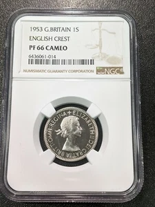 1953 PF66 Cameo Great Britain Proof Shilling NGC KM 890 English Crest - Picture 1 of 2